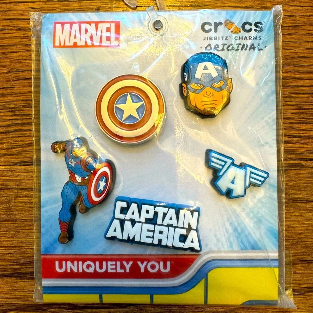 Crocs Jibbitz Marvel Captain America 5-Pack – Shoe Charms – Superhero Set – NWT